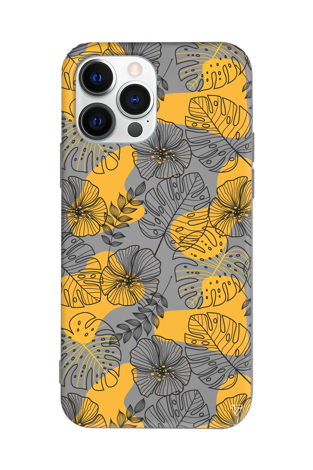 Cizgisel Yapraklar Lansman Model İçi Kadife Silikon Telefon Kılıfı