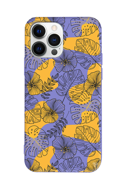 Cizgisel Yapraklar Lansman Model İçi Kadife Silikon Telefon Kılıfı