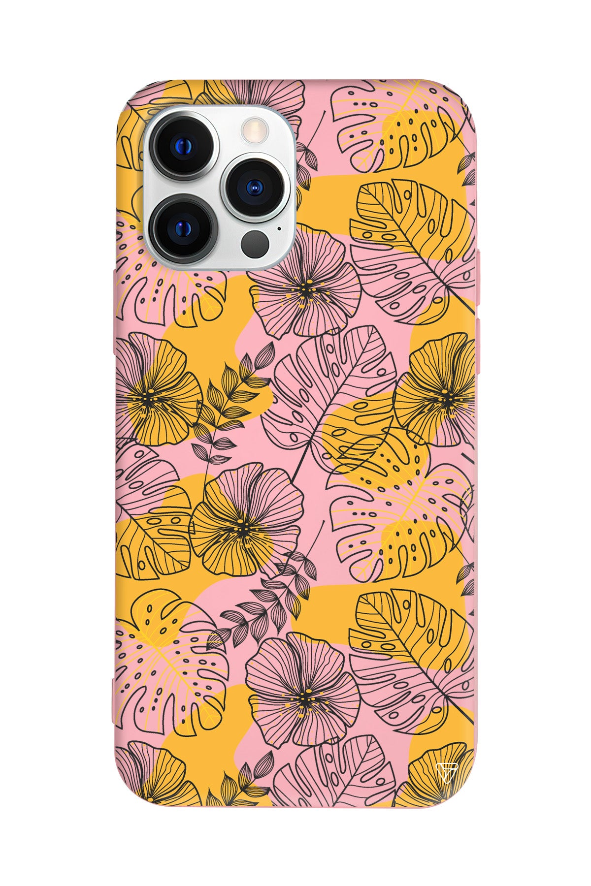 Cizgisel Yapraklar Lansman Model İçi Kadife Silikon Telefon Kılıfı