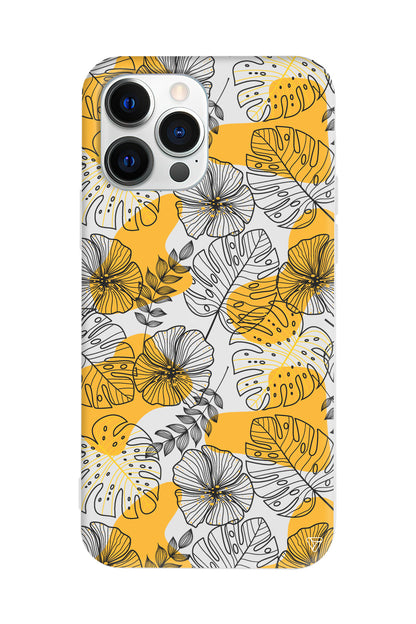 Cizgisel Yapraklar Lansman Model İçi Kadife Silikon Telefon Kılıfı