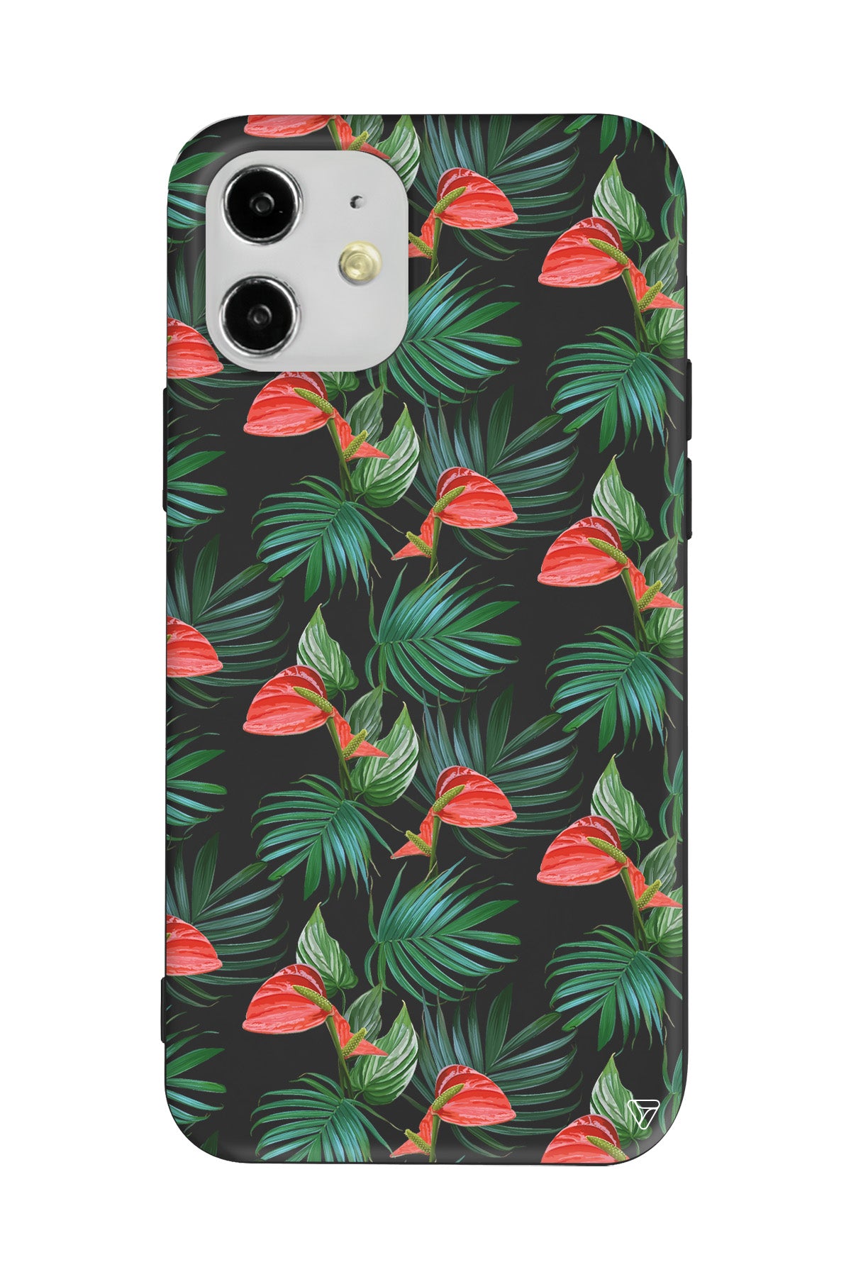 Cicekli Palmiye Lansman Model İçi Kadife Silikon Telefon Kılıfı