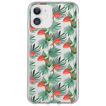 Cicekli Palmiye Lansman Model İçi Kadife Silikon Telefon Kılıfı