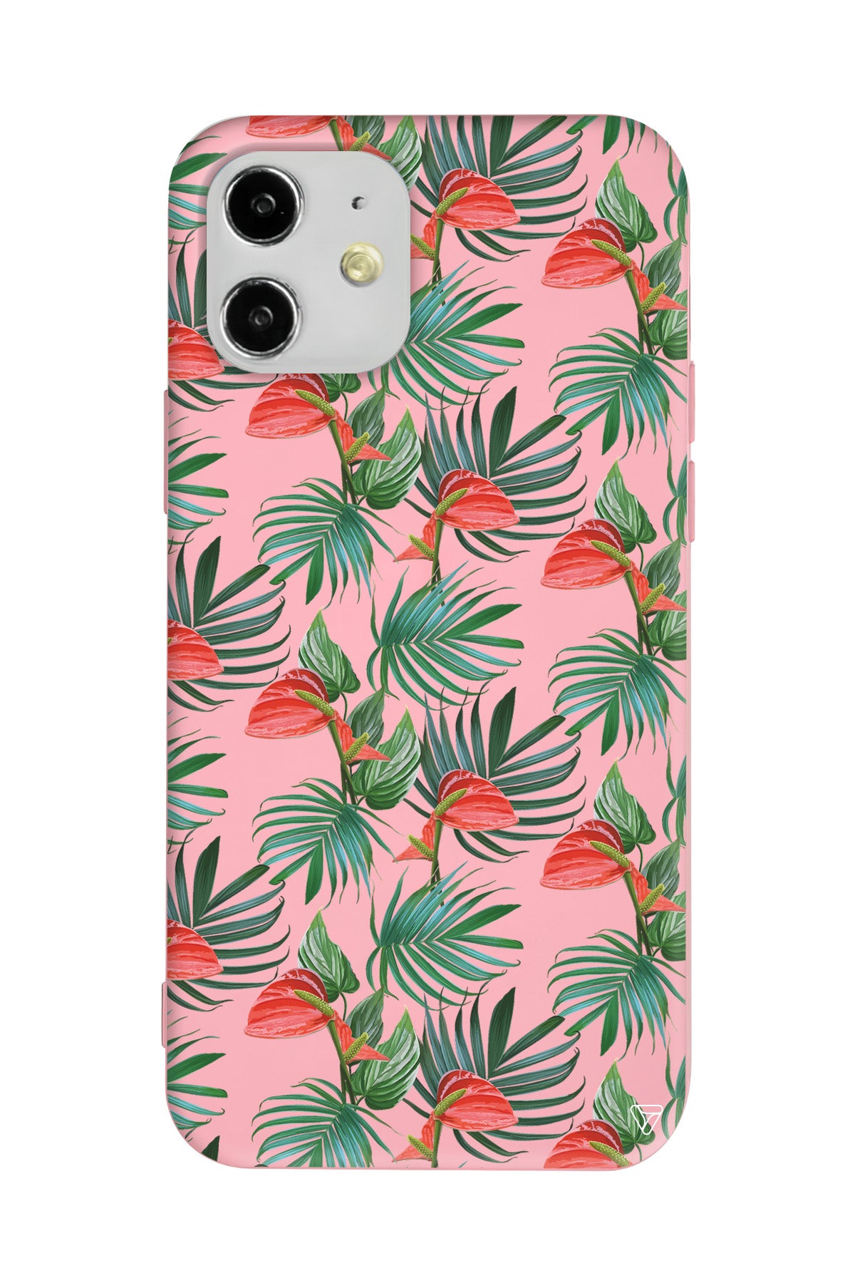 Cicekli Palmiye Lansman Model İçi Kadife Silikon Telefon Kılıfı