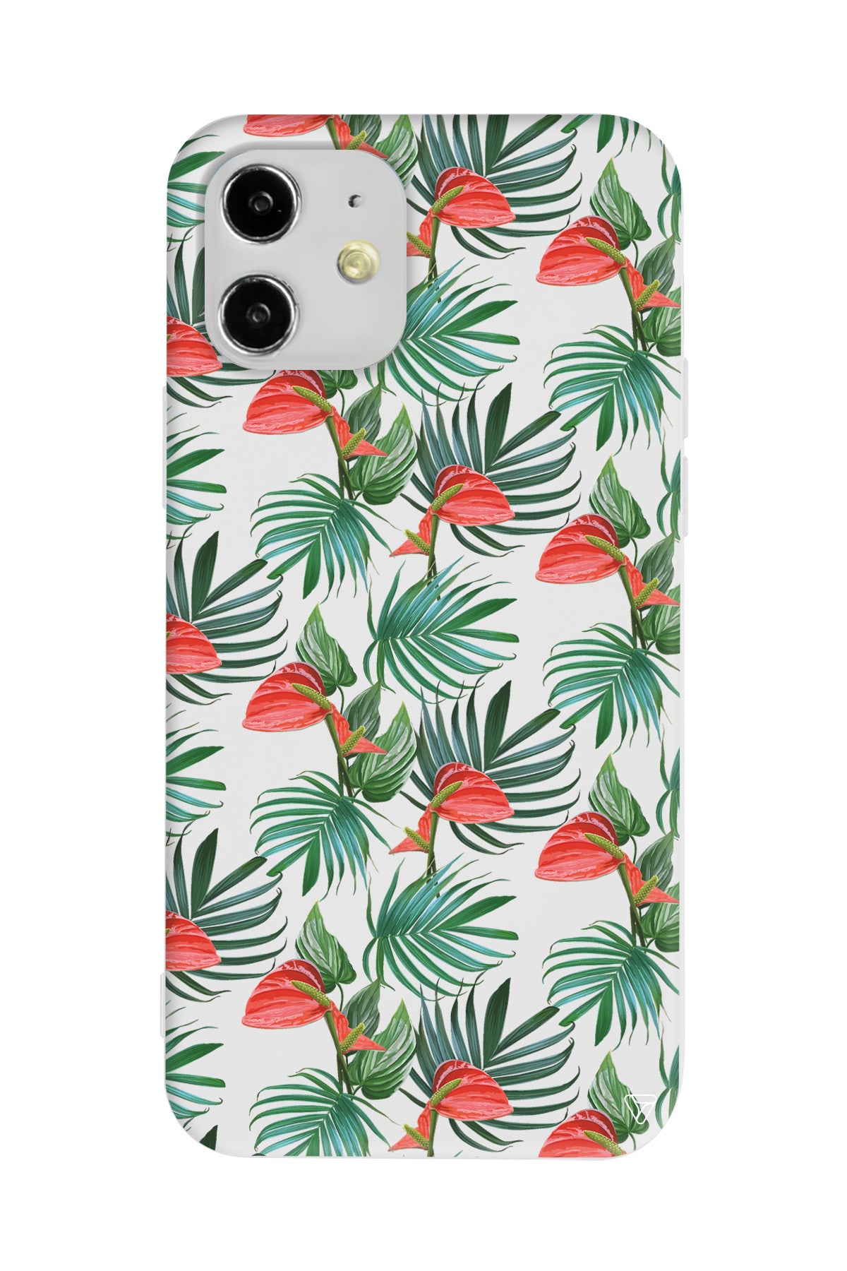 Cicekli Palmiye Lansman Model İçi Kadife Silikon Telefon Kılıfı