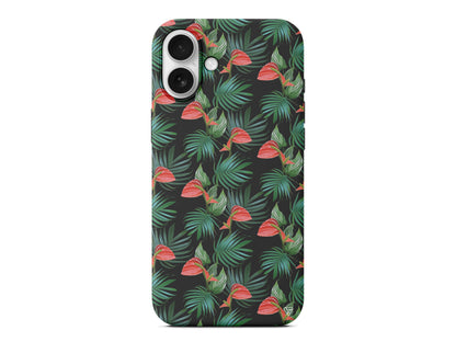 Cicekli Palmiye Lansman Model İçi Kadife Silikon Telefon Kılıfı