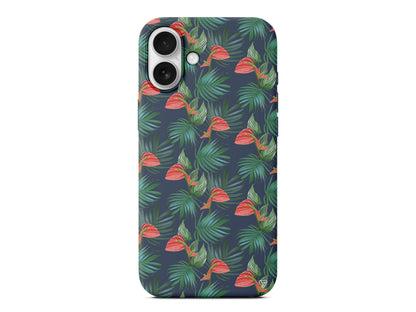 Cicekli Palmiye Lansman Model İçi Kadife Silikon Telefon Kılıfı