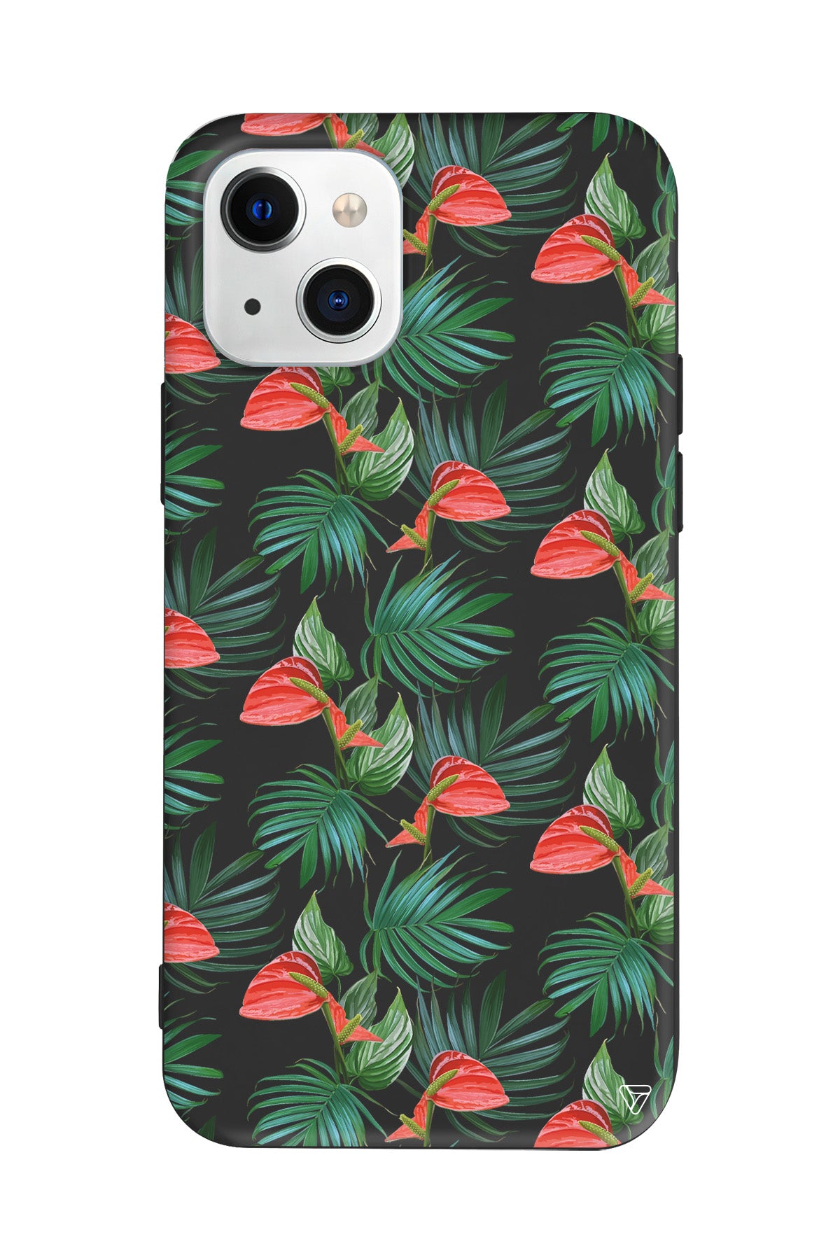 Cicekli Palmiye Lansman Model İçi Kadife Silikon Telefon Kılıfı