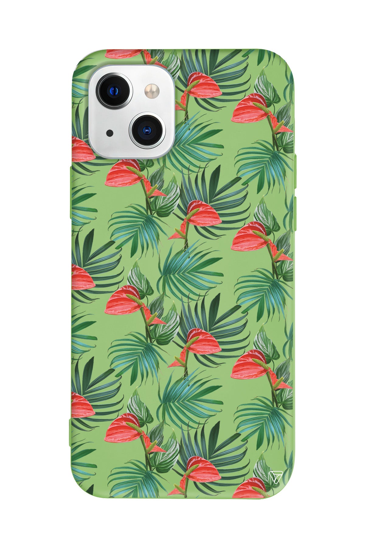 Cicekli Palmiye Lansman Model İçi Kadife Silikon Telefon Kılıfı