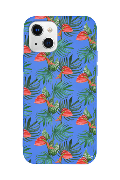 Cicekli Palmiye Lansman Model İçi Kadife Silikon Telefon Kılıfı