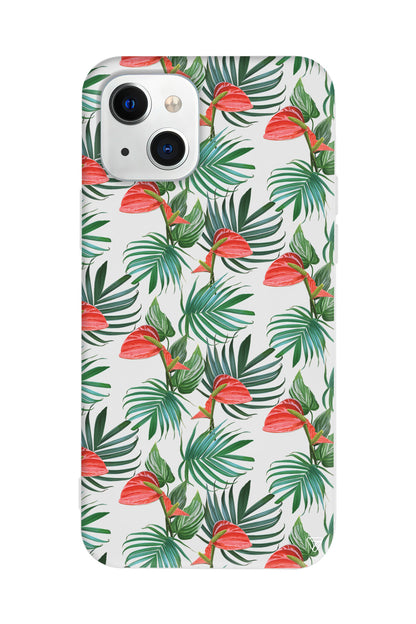 Cicekli Palmiye Lansman Model İçi Kadife Silikon Telefon Kılıfı – Plus Serisine Özel