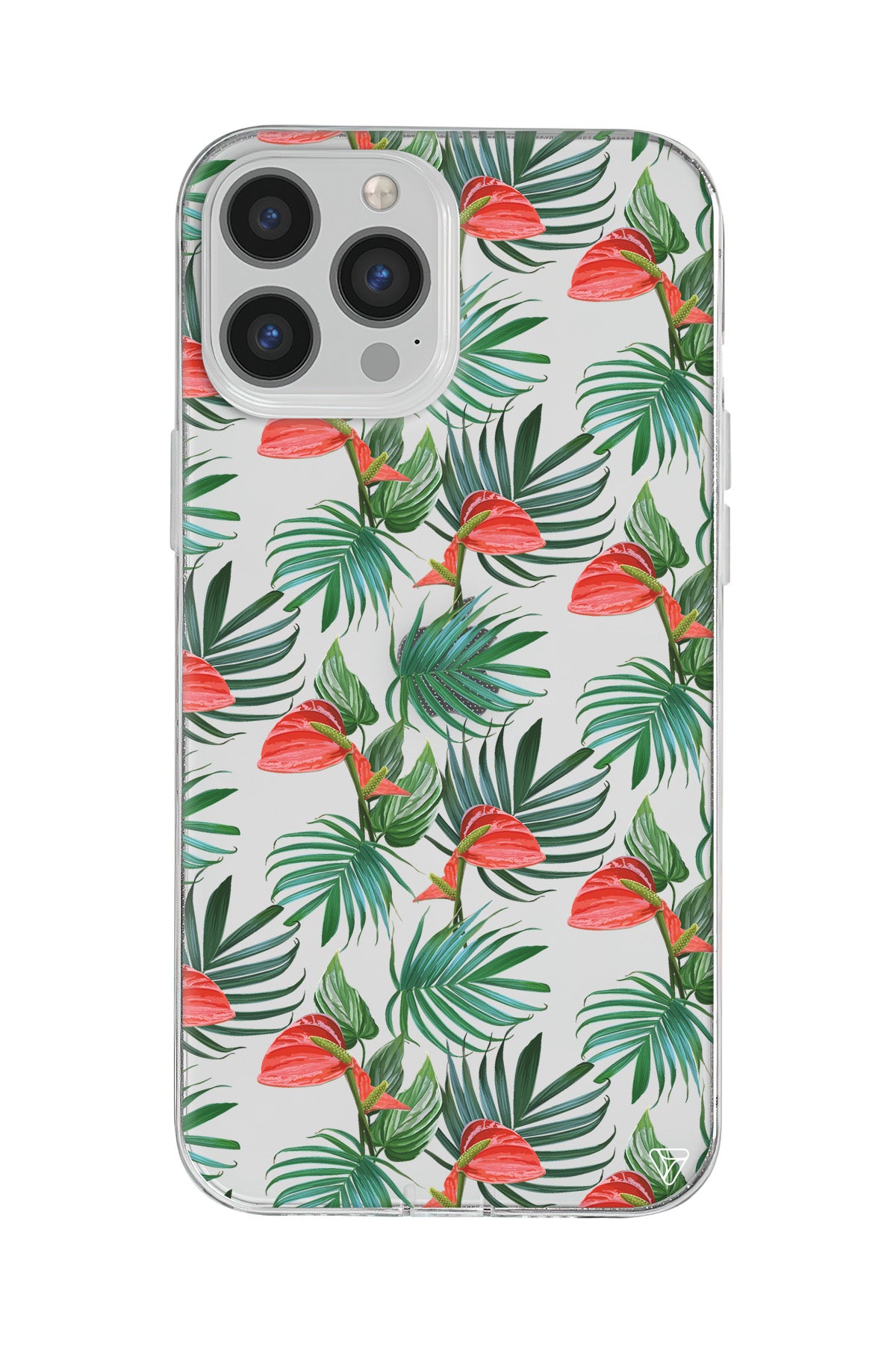 Cicekli Palmiye Lansman Model İçi Kadife Silikon Telefon Kılıfı