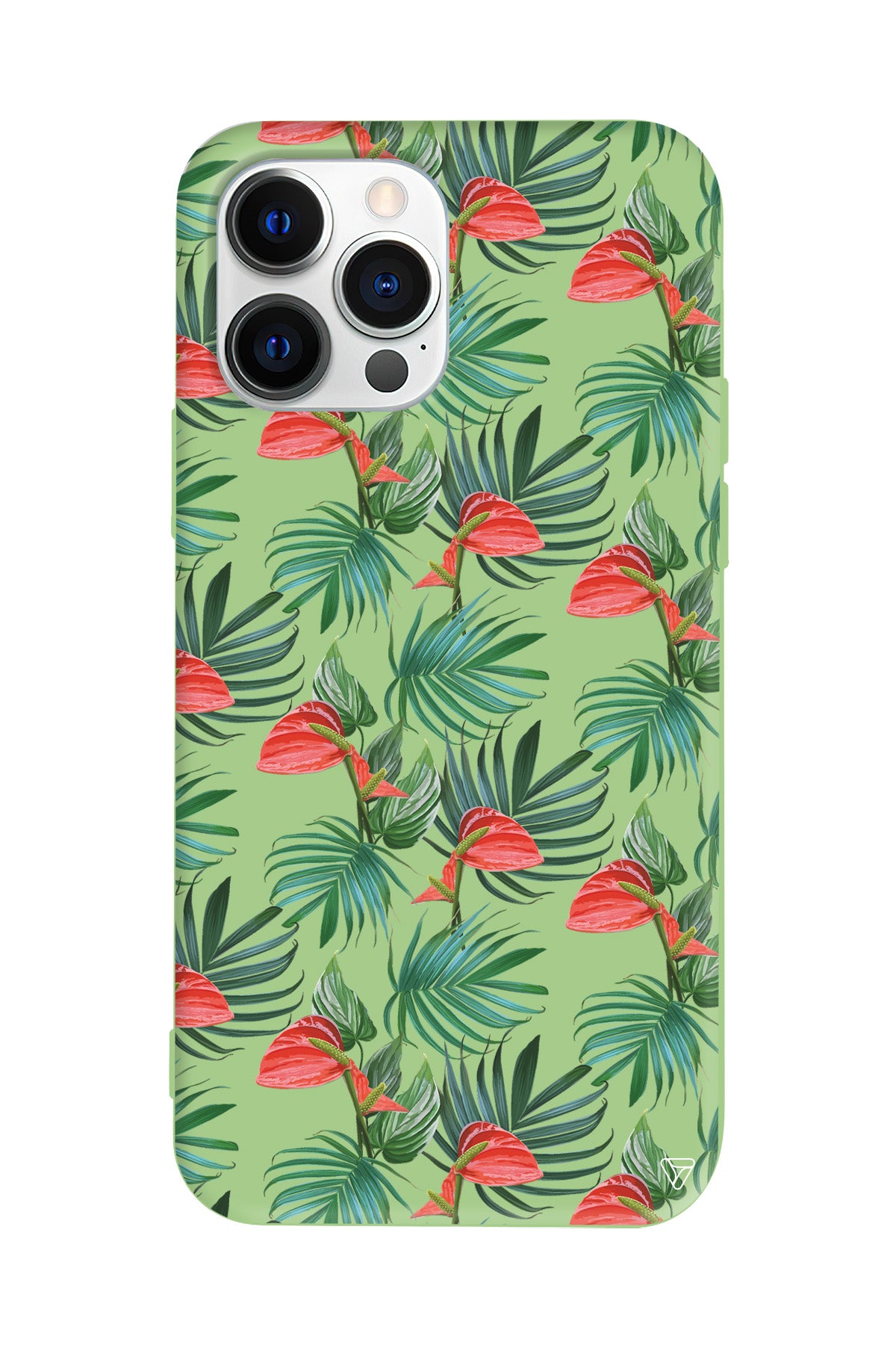 Cicekli Palmiye Lansman Model İçi Kadife Silikon Telefon Kılıfı