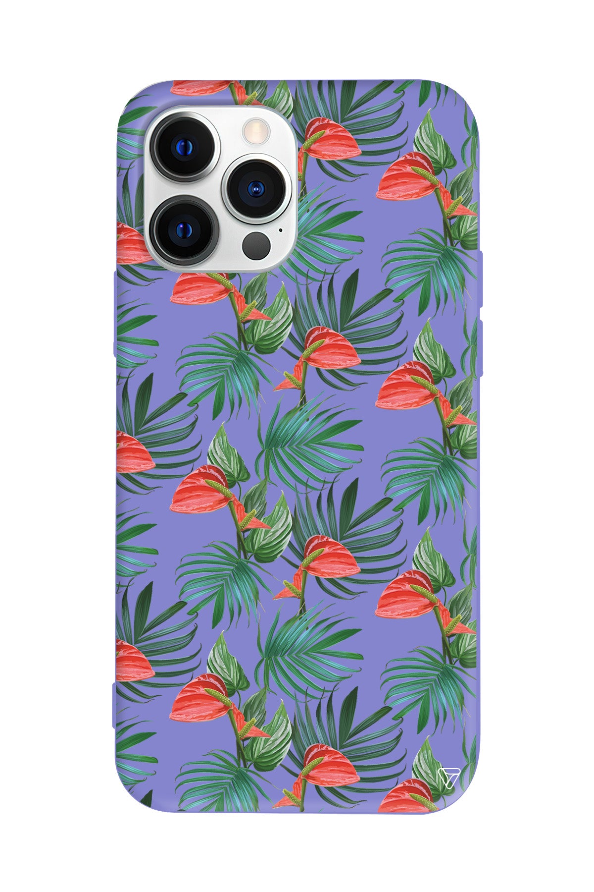 Cicekli Palmiye Lansman Model İçi Kadife Silikon Telefon Kılıfı