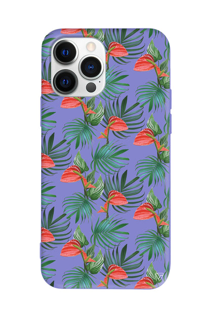 Cicekli Palmiye Lansman Model İçi Kadife Silikon Telefon Kılıfı