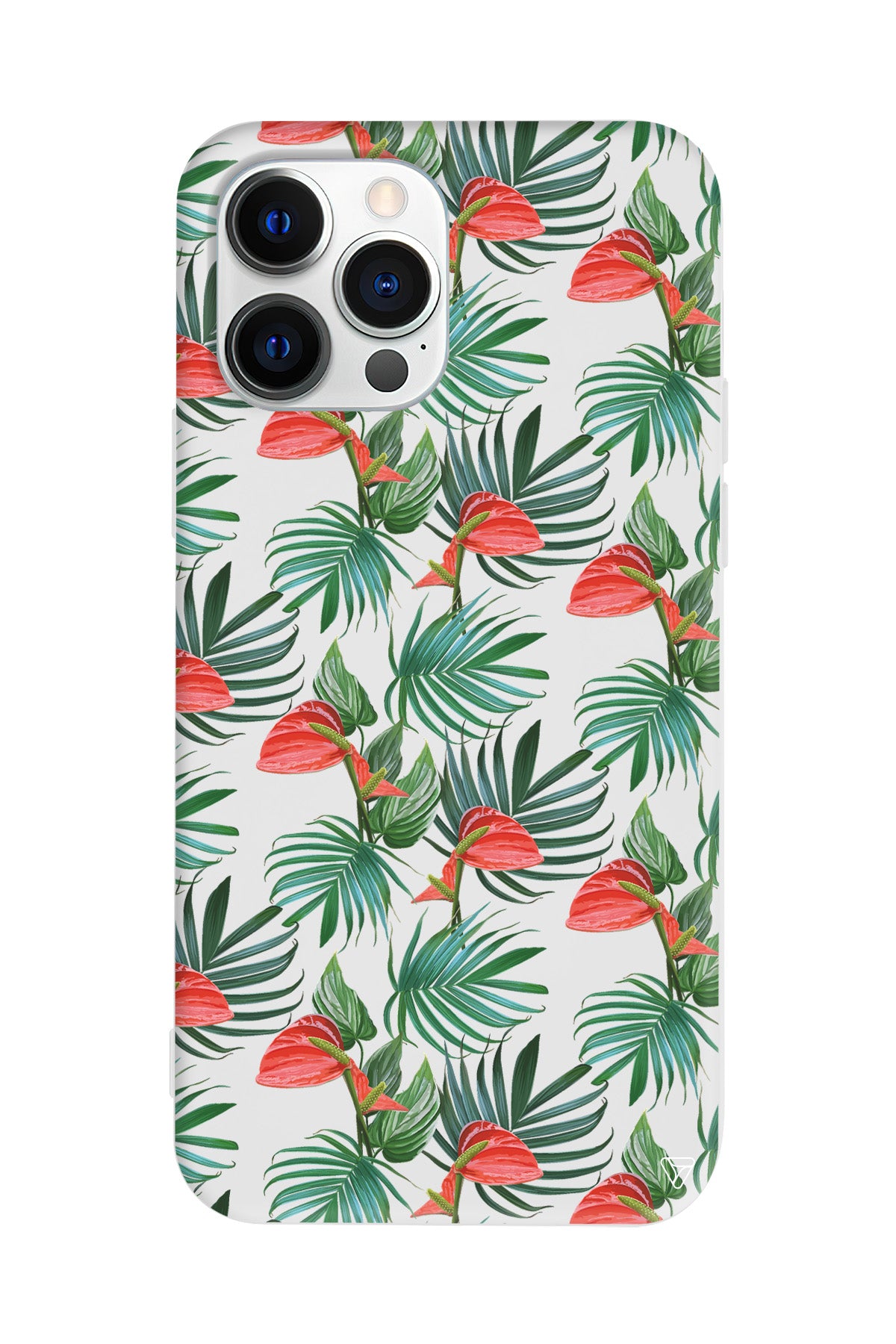 Cicekli Palmiye Lansman Model İçi Kadife Silikon Telefon Kılıfı