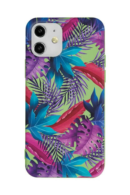 Renkli Tropikaller Lansman Model İçi Kadife Silikon Telefon Kılıfı