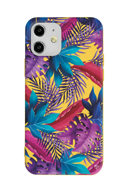 Renkli Tropikaller Lansman Model İçi Kadife Silikon Telefon Kılıfı