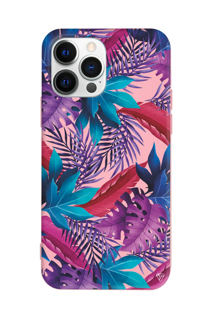 Renkli Tropikaller Lansman Model İçi Kadife Silikon Telefon Kılıfı
