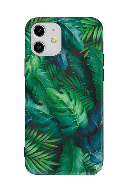 Yeşil Tropikaller Lansman Model İçi Kadife Silikon Telefon Kılıfı