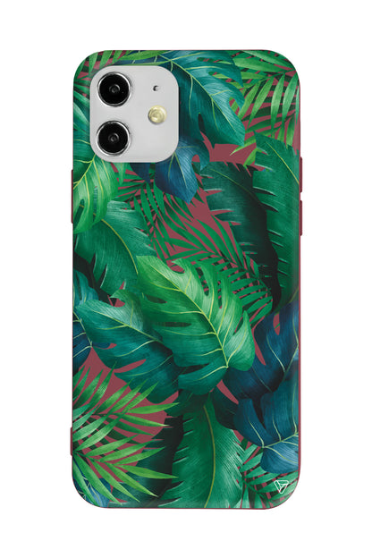 Yeşil Tropikaller Lansman Model İçi Kadife Silikon Telefon Kılıfı