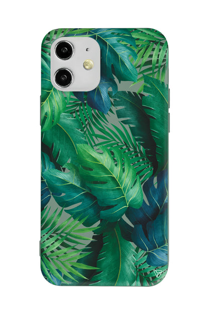 Yeşil Tropikaller Lansman Model İçi Kadife Silikon Telefon Kılıfı
