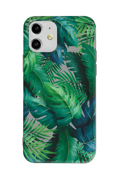 Yeşil Tropikaller Lansman Model İçi Kadife Silikon Telefon Kılıfı