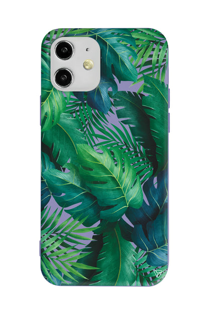 Yeşil Tropikaller Lansman Model İçi Kadife Silikon Telefon Kılıfı