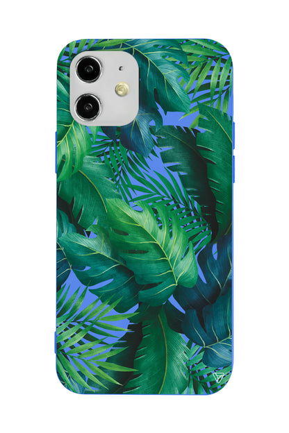 Yeşil Tropikaller Lansman Model İçi Kadife Silikon Telefon Kılıfı