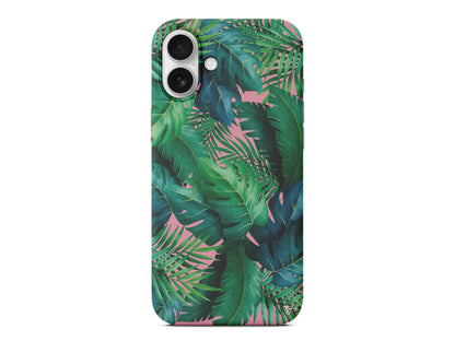 Yeşil Tropikaller Lansman Model İçi Kadife Silikon Telefon Kılıfı