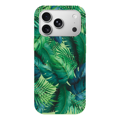 Yeşil Tropikaller Lansman Model İçi Kadife Silikon Telefon Kılıfı