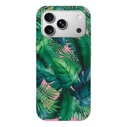 Yeşil Tropikaller Lansman Model İçi Kadife Silikon Telefon Kılıfı