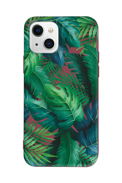 Yeşil Tropikaller Lansman Model İçi Kadife Silikon Telefon Kılıfı – Plus Serisine Özel