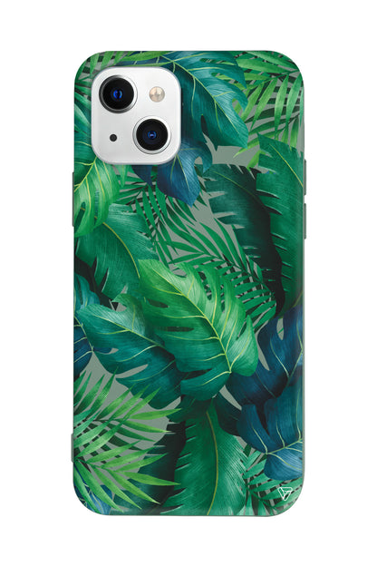 Yeşil Tropikaller Lansman Model İçi Kadife Silikon Telefon Kılıfı