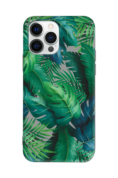 Yeşil Tropikaller Lansman Model İçi Kadife Silikon Telefon Kılıfı