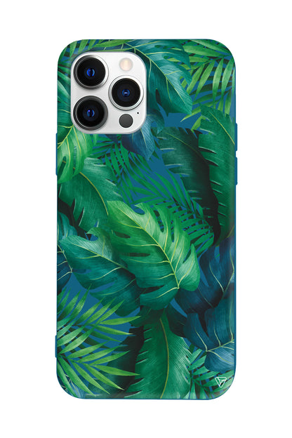 Yeşil Tropikaller Lansman Model İçi Kadife Silikon Telefon Kılıfı