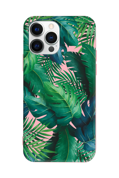 Yeşil Tropikaller Lansman Model İçi Kadife Silikon Telefon Kılıfı