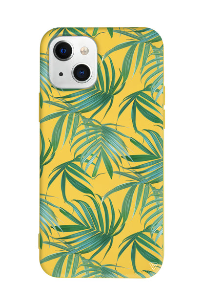 Palmiye Yapraklari Lansman Model İçi Kadife Silikon Telefon Kılıfı – Plus Serisine Özel