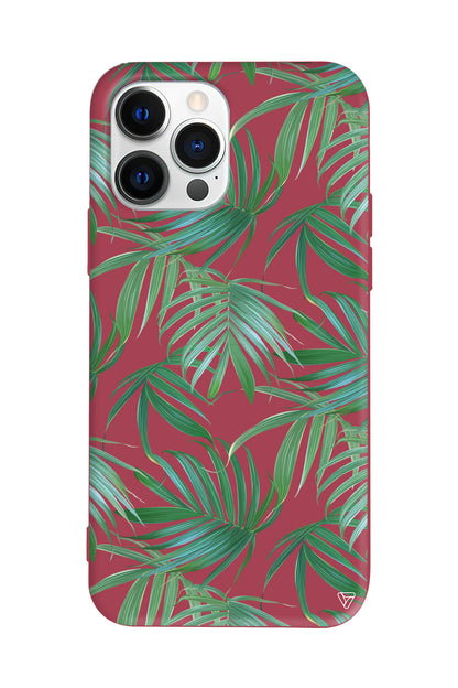 Palmiye Yapraklari Lansman Model İçi Kadife Silikon Telefon Kılıfı