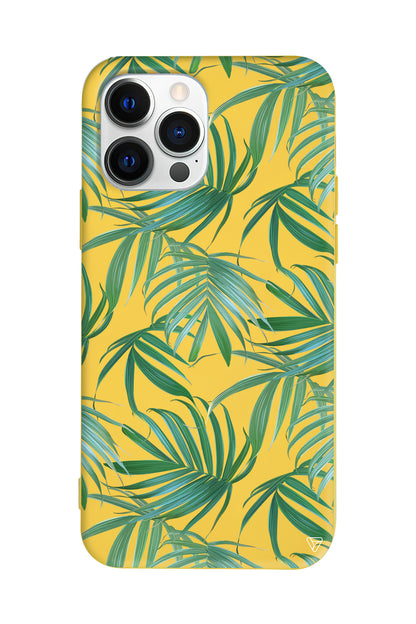 Palmiye Yapraklari Lansman Model İçi Kadife Silikon Telefon Kılıfı