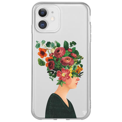 Cicekli Kadin Lansman Model İçi Kadife Silikon Telefon Kılıfı