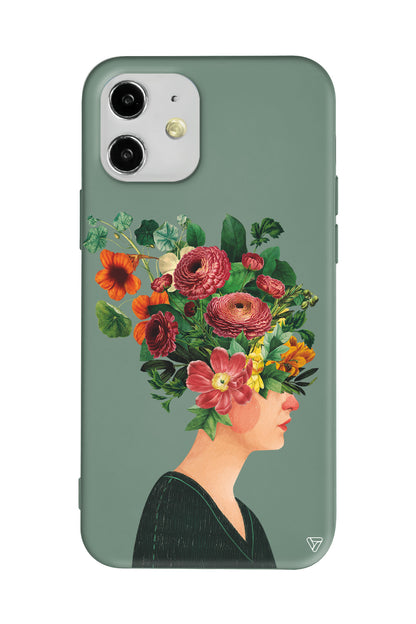 Cicekli Kadin Lansman Model İçi Kadife Silikon Telefon Kılıfı