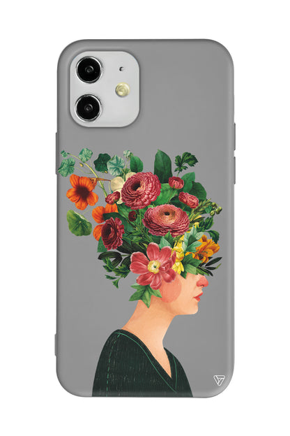 Cicekli Kadin Lansman Model İçi Kadife Silikon Telefon Kılıfı