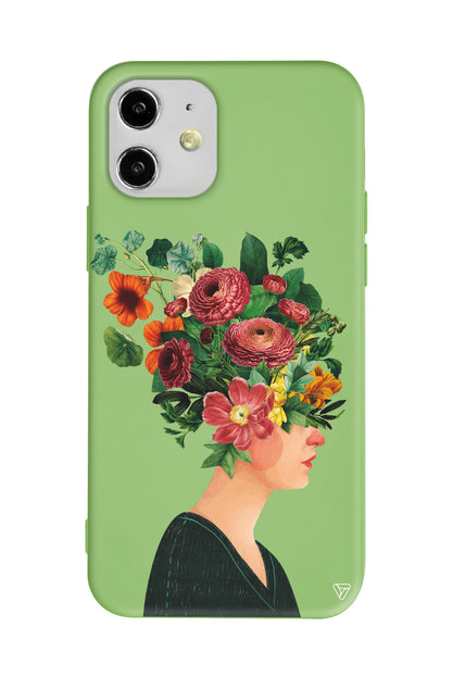 Cicekli Kadin Lansman Model İçi Kadife Silikon Telefon Kılıfı