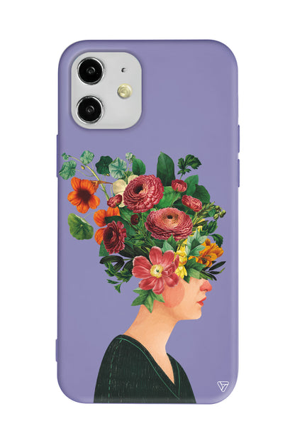 Cicekli Kadin Lansman Model İçi Kadife Silikon Telefon Kılıfı