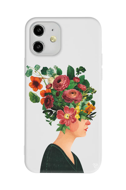 Cicekli Kadin Lansman Model İçi Kadife Silikon Telefon Kılıfı