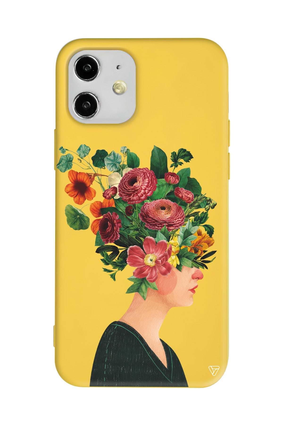 Cicekli Kadin Lansman Model İçi Kadife Silikon Telefon Kılıfı