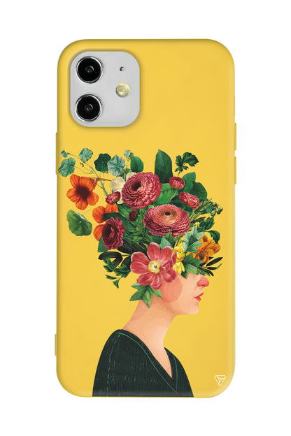 Cicekli Kadin Lansman Model İçi Kadife Silikon Telefon Kılıfı