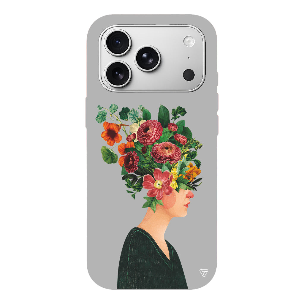 Cicekli Kadin Lansman Model İçi Kadife Silikon Telefon Kılıfı