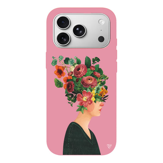 Cicekli Kadin Lansman Model İçi Kadife Silikon Telefon Kılıfı