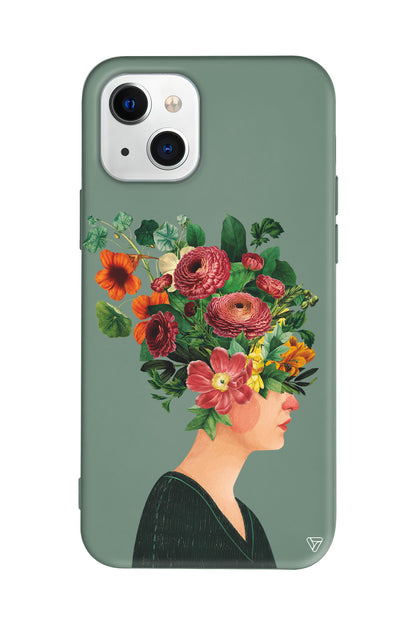 Cicekli Kadin Lansman Model İçi Kadife Silikon Telefon Kılıfı